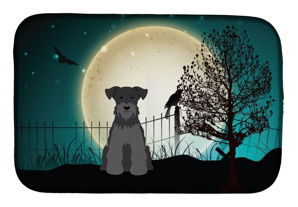 Halloween Scary Miniature Schnauzer Black Dish Drying Mat Absorbent Dish Drying Mat Pad for Kitchen Counter Dish Drainer Mat for Countertop, 14 x 21", Multicolor