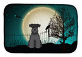 Halloween Scary Miniature Schnauzer Black Dish Drying Mat Absorbent Dish Drying Mat Pad for Kitchen Counter Dish Drainer Mat for Countertop, 14 x 21", Multicolor