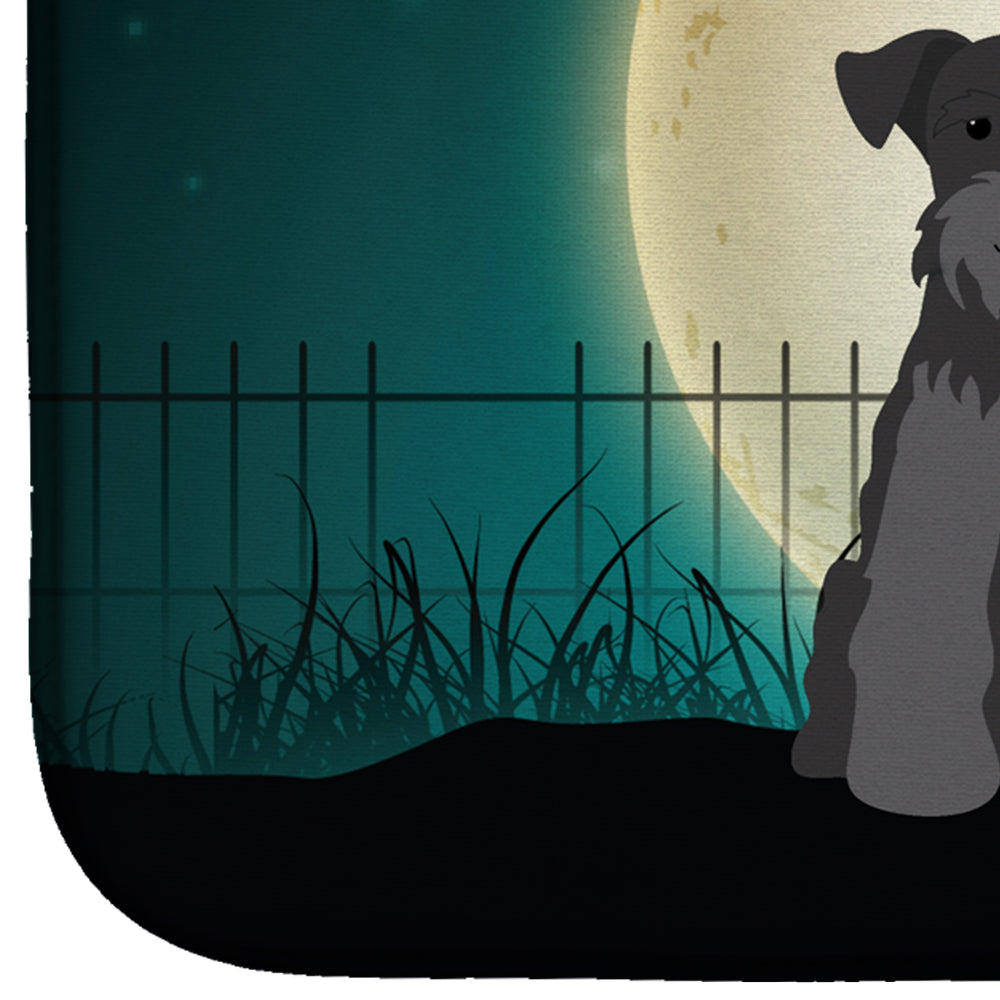 Halloween Scary Miniature Schnauzer Black Dish Drying Mat Absorbent Dish Drying Mat Pad for Kitchen Counter Dish Drainer Mat for Countertop, 14 x 21", Multicolor