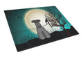 Halloween Scary Miniature Schnauzer Black Cutting Board Tempered Glass Kitchen Cutting Surface, Heat Resistant Chopping, Non-Slip Feet, Food Prep & Serving