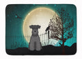 Halloween Scary Miniature Schnauzer Black Memory Foam Kitchen Mat Machine Washable Anti-Fatigue Cushion Comfort Bath or Kitchen Rug