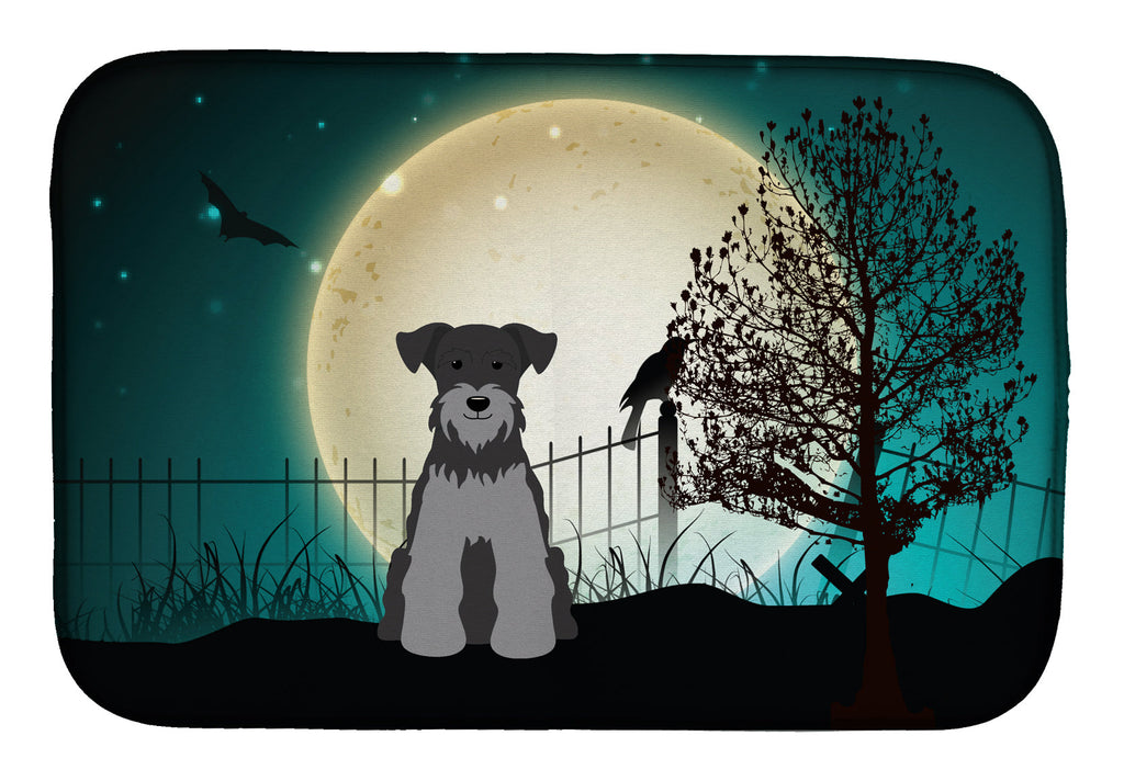 Halloween Scary Miniature Schnauzer Black Silver Dish Drying Mat Absorbent Dish Drying Mat Pad for Kitchen Counter Dish Drainer Mat for Countertop, 14 x 21", Multicolor