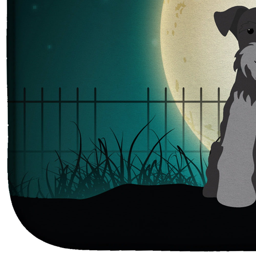 Halloween Scary Miniature Schnauzer Black Silver Dish Drying Mat Absorbent Dish Drying Mat Pad for Kitchen Counter Dish Drainer Mat for Countertop, 14 x 21", Multicolor
