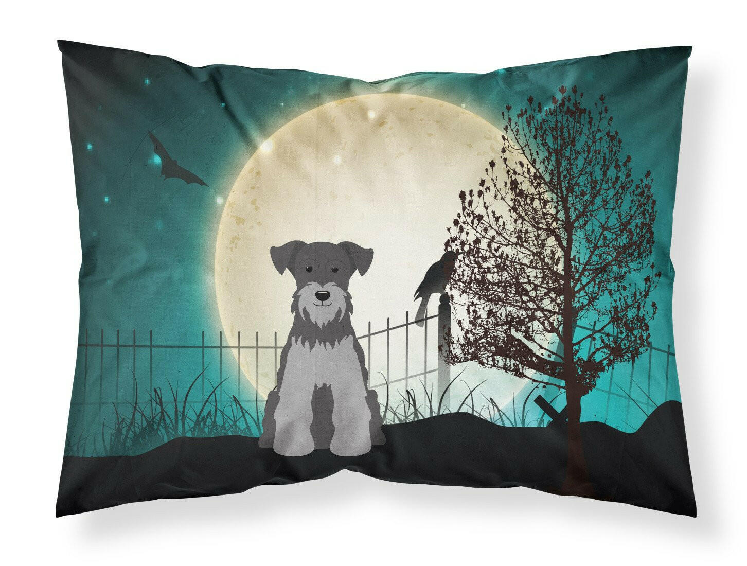 Halloween Scary Miniature Schnauzer Black Silver Standard Pillowcase Lightweight Super Soft Easy Care Decorative Artwork Pillowcase, Standard