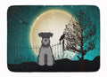 Halloween Scary Miniature Schnauzer Black Silver Memory Foam Kitchen Mat Machine Washable Anti-Fatigue Cushion Comfort Bath or Kitchen Rug