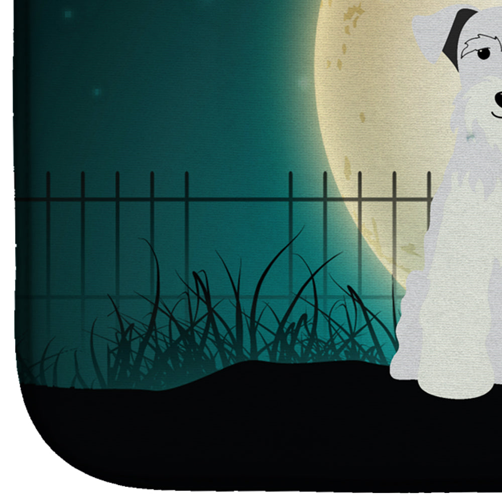 Halloween Scary Miniature Schnauzer White Dish Drying Mat Absorbent Dish Drying Mat Pad for Kitchen Counter Dish Drainer Mat for Countertop, 14 x 21", Multicolor