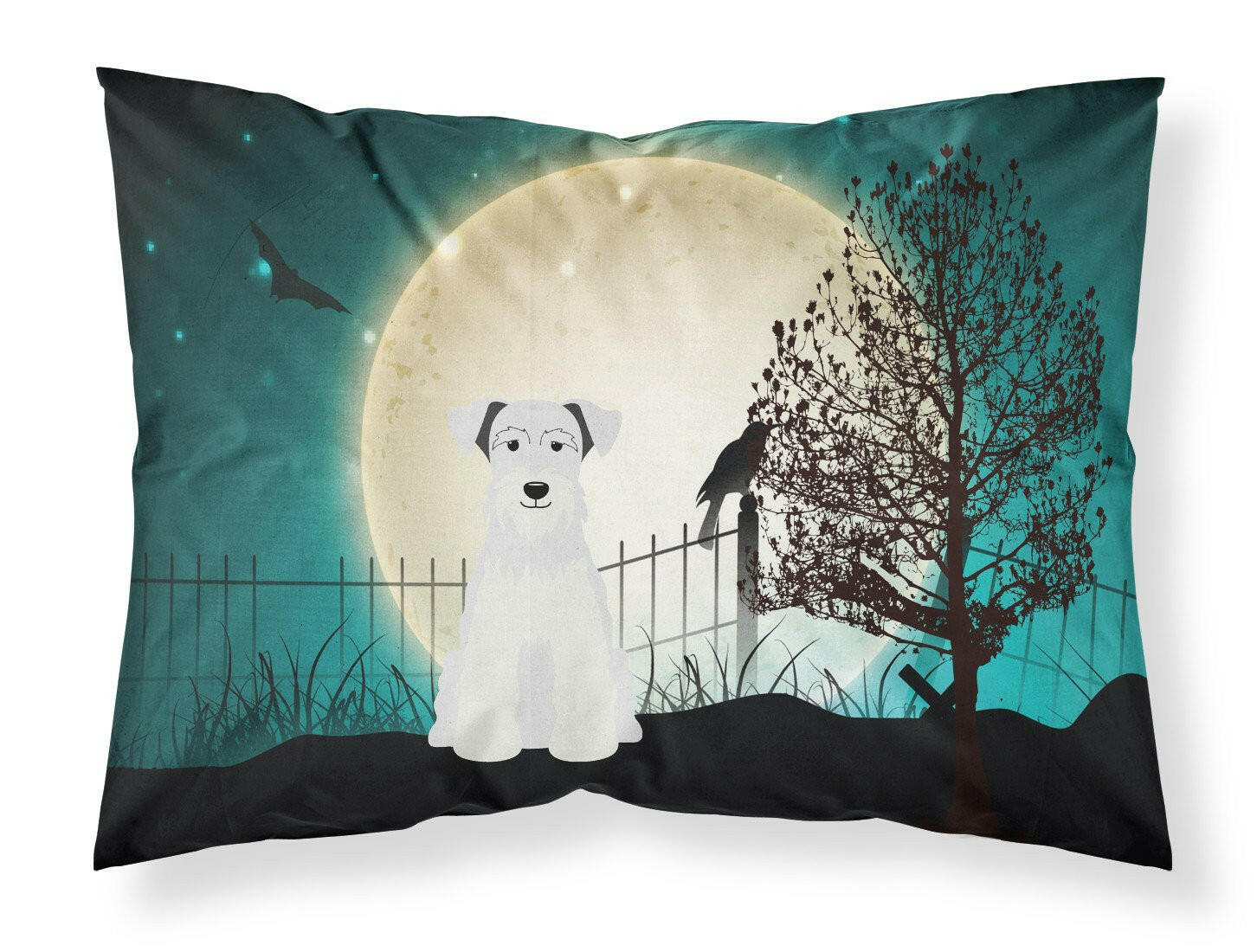 Halloween Scary Miniature Schnauzer White Standard Pillowcase Lightweight Super Soft Easy Care Decorative Artwork Pillowcase, Standard