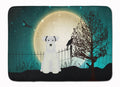 Halloween Scary Miniature Schnauzer White Memory Foam Kitchen Mat Machine Washable Anti-Fatigue Cushion Comfort Bath or Kitchen Rug