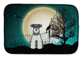 Halloween Scary Miniature Schnauzer Salt and Pepper Dish Drying Mat Absorbent Dish Drying Mat Pad for Kitchen Counter Dish Drainer Mat for Countertop, 14 x 21", Multicolor