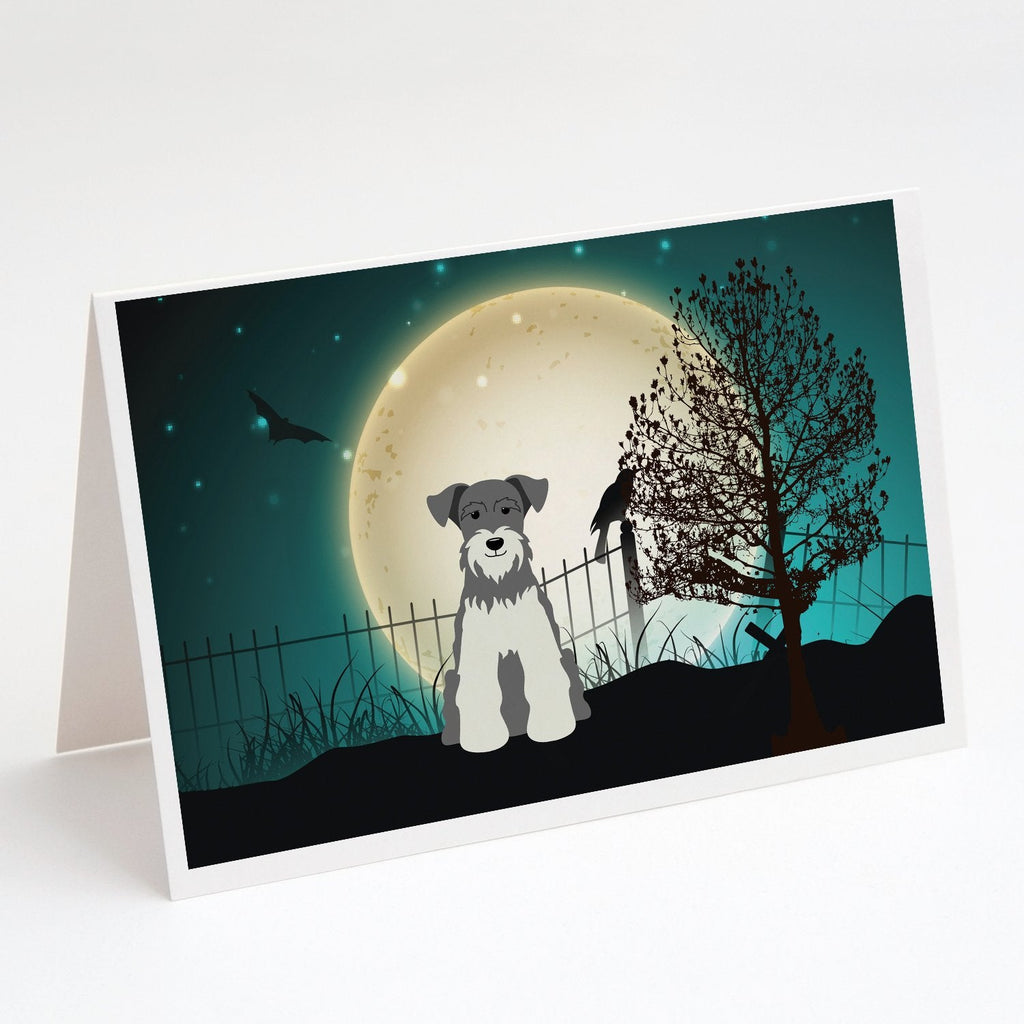 Halloween Scary Miniature Schnauzer Salt and Pepper Greeting Cards Pack of 8 Blank Cards with Envelopes Whimsical A7 Size 5x7
