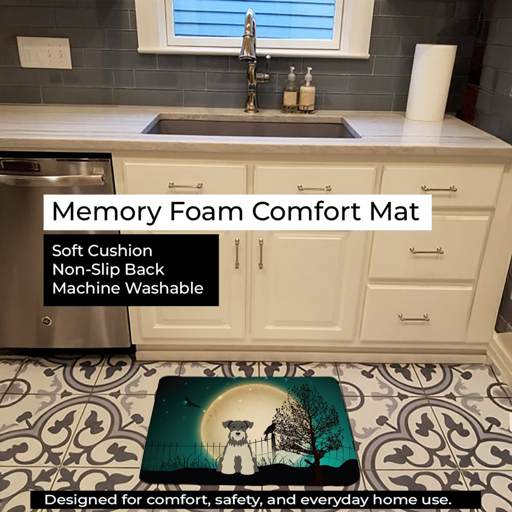 Halloween Scary Miniature Schnauzer Salt and Pepper Memory Foam Kitchen Mat Machine Washable Anti-Fatigue Cushion Comfort Bath or Kitchen Rug