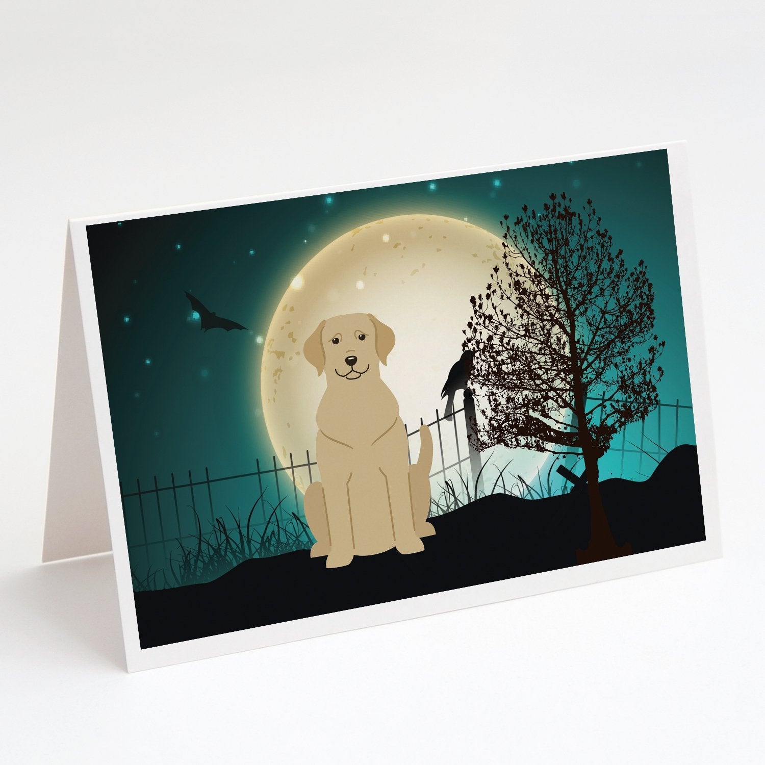Halloween Scary Yellow Labrador Greeting Cards Pack of 8 Blank Cards with Envelopes Whimsical A7 Size 5x7