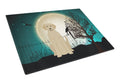 Halloween Scary Yellow Labrador Cutting Board Tempered Glass Kitchen Cutting Surface, Heat Resistant Chopping, Non-Slip Feet, Food Prep & Serving