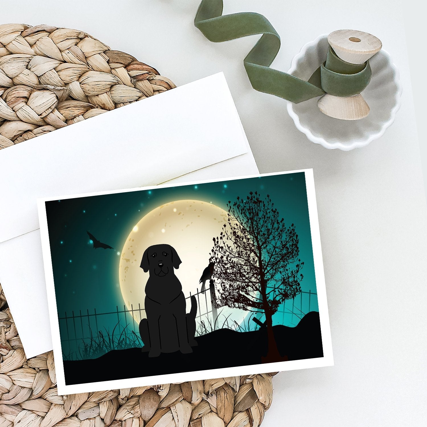 Halloween Scary Black Labrador Greeting Cards Pack of 8 Blank Cards with Envelopes Whimsical A7 Size 5x7