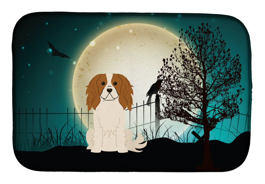 Halloween Scary Cavalier Spaniel Dish Drying Mat Absorbent Dish Drying Mat Pad for Kitchen Counter Dish Drainer Mat for Countertop, 14 x 21", Multicolor