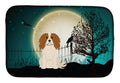 Halloween Scary Cavalier Spaniel Dish Drying Mat Absorbent Dish Drying Mat Pad for Kitchen Counter Dish Drainer Mat for Countertop, 14 x 21", Multicolor