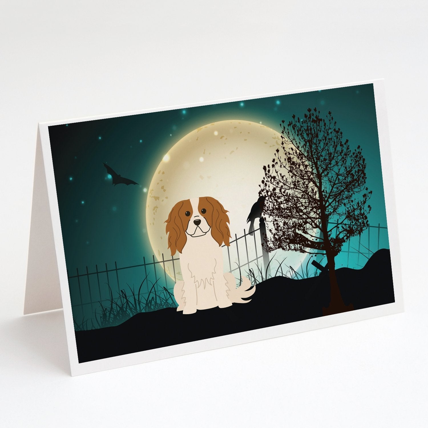 Halloween Scary Cavalier Spaniel Greeting Cards Pack of 8 Blank Cards with Envelopes Whimsical A7 Size 5x7