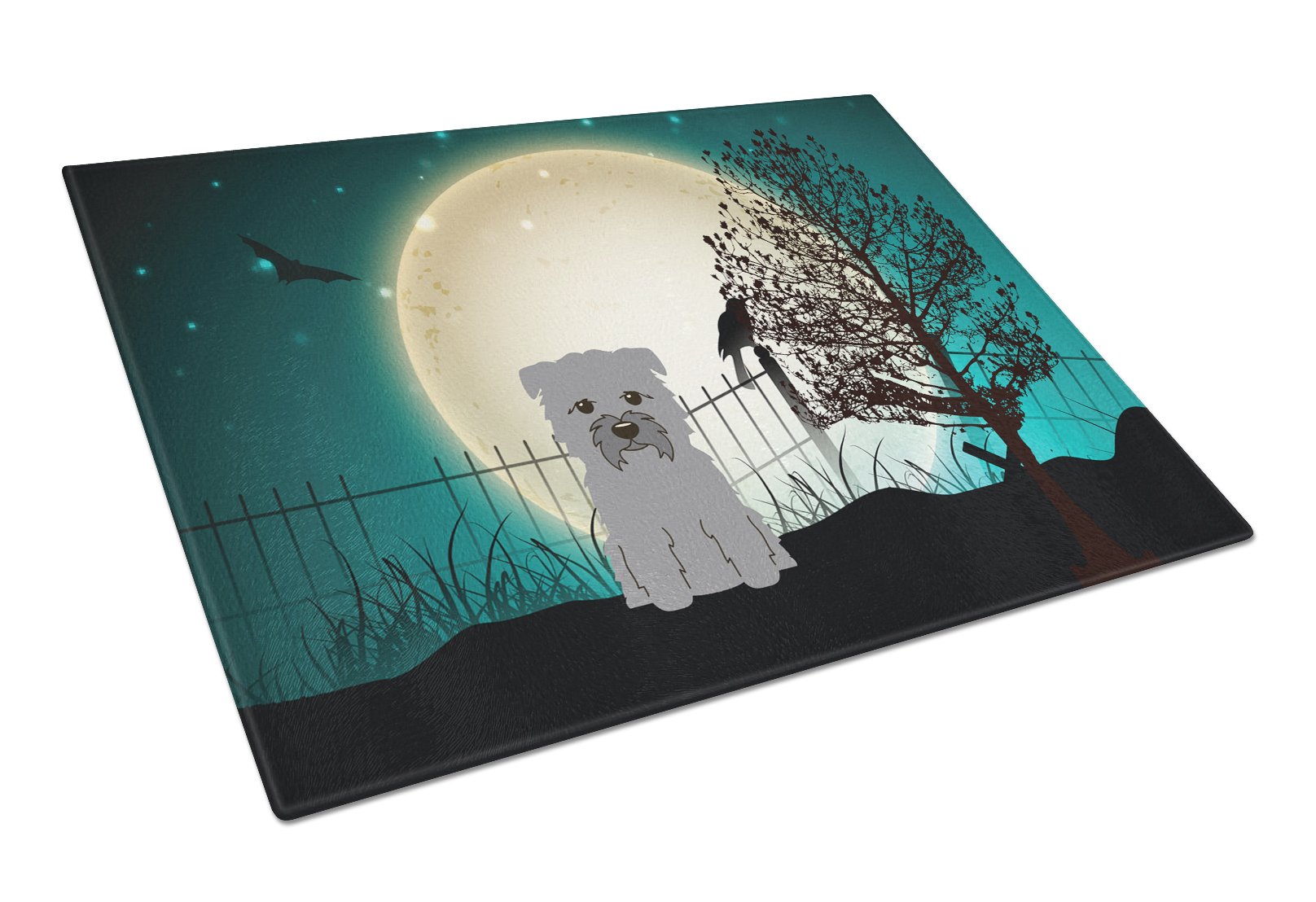 Halloween Scary Glen of Imal Grey Cutting Board Tempered Glass Kitchen Cutting Surface, Heat Resistant Chopping, Non-Slip Feet, Food Prep & Serving