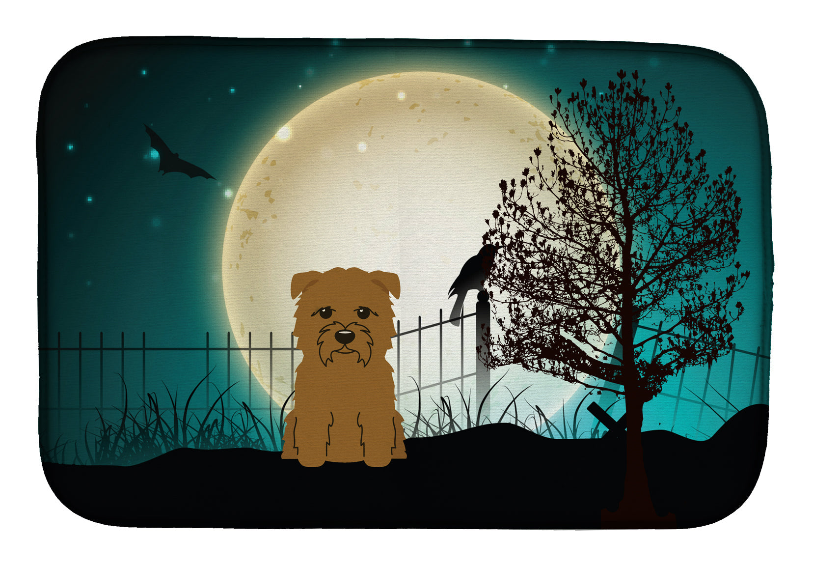 Halloween Scary Glen of Imal Tan Dish Drying Mat Absorbent Dish Drying Mat Pad for Kitchen Counter Dish Drainer Mat for Countertop, 14 x 21", Multicolor