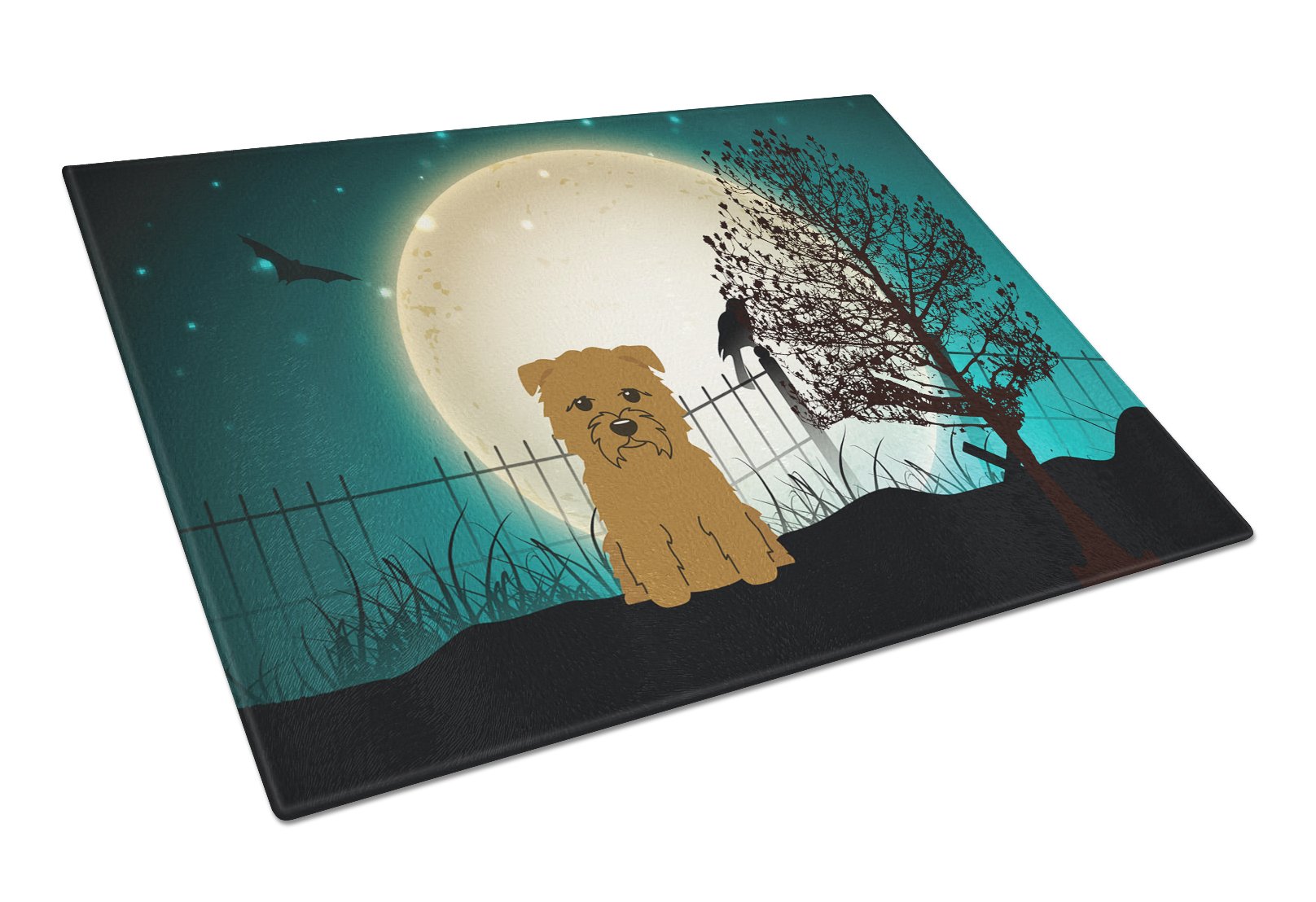 Halloween Scary Glen of Imal Tan Cutting Board Tempered Glass Kitchen Cutting Surface, Heat Resistant Chopping, Non-Slip Feet, Food Prep & Serving