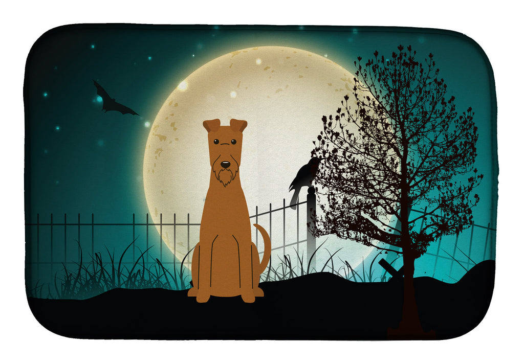 Halloween Scary Irish Terrier Dish Drying Mat Absorbent Dish Drying Mat Pad for Kitchen Counter Dish Drainer Mat for Countertop, 14 x 21", Multicolor