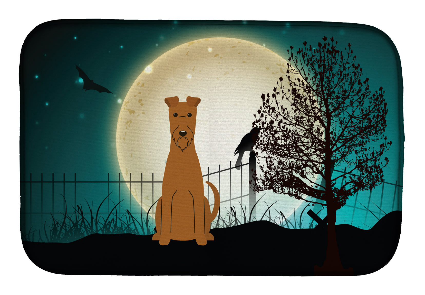 Halloween Scary Irish Terrier Dish Drying Mat Absorbent Dish Drying Mat Pad for Kitchen Counter Dish Drainer Mat for Countertop, 14 x 21", Multicolor