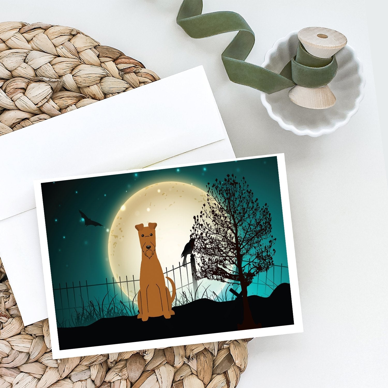 Halloween Scary Irish Terrier Greeting Cards Pack of 8 Blank Cards with Envelopes Whimsical A7 Size 5x7