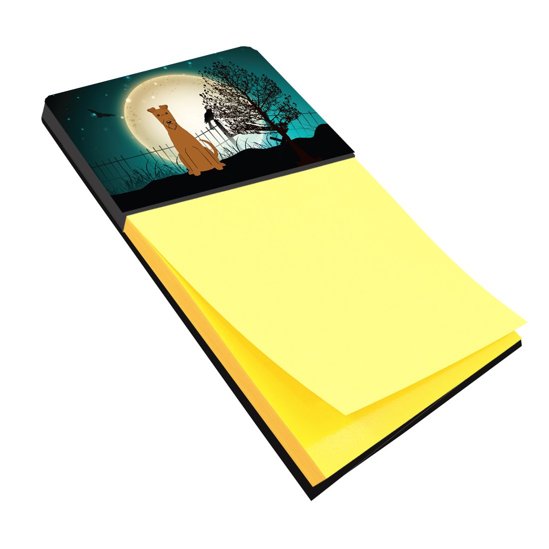 Halloween Scary Irish Terrier Watercolor Sticky Note Holder Refillable Dispenser Desk Accessory 3x3 Pad Gift