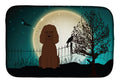 Halloween Scary Irish Water Spaniel Dish Drying Mat Absorbent Dish Drying Mat Pad for Kitchen Counter Dish Drainer Mat for Countertop, 14 x 21", Multicolor