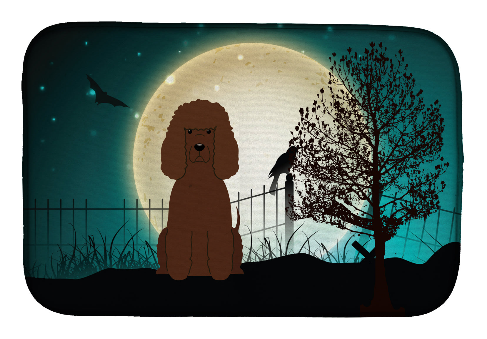 Halloween Scary Irish Water Spaniel Dish Drying Mat Absorbent Dish Drying Mat Pad for Kitchen Counter Dish Drainer Mat for Countertop, 14 x 21", Multicolor