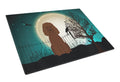 Halloween Scary Irish Water Spaniel Cutting Board Tempered Glass Kitchen Cutting Surface, Heat Resistant Chopping, Non-Slip Feet, Food Prep & Serving