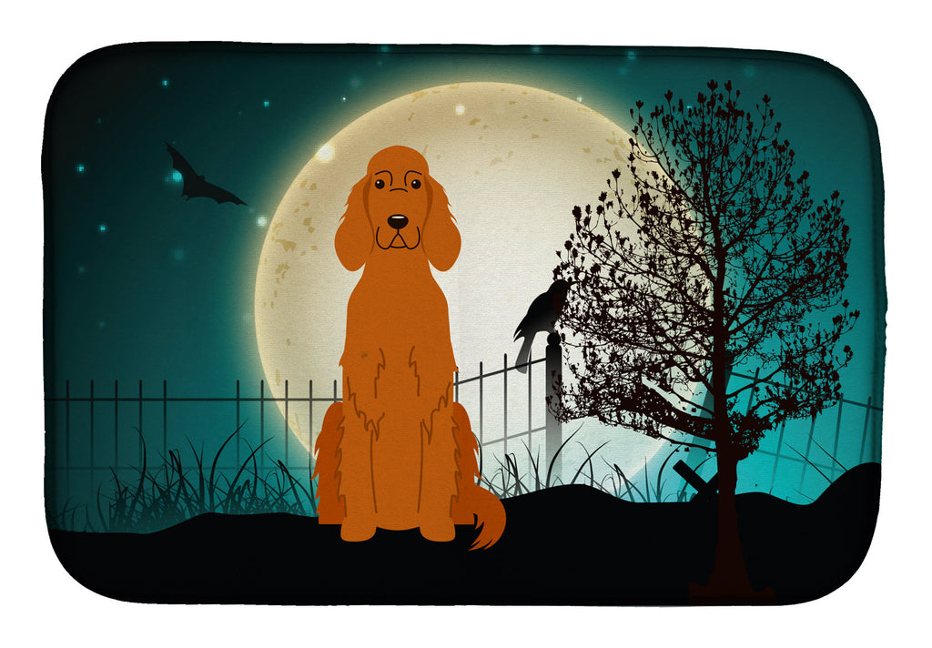 Halloween Scary Irish Setter Dish Drying Mat Absorbent Dish Drying Mat Pad for Kitchen Counter Dish Drainer Mat for Countertop, 14 x 21", Multicolor