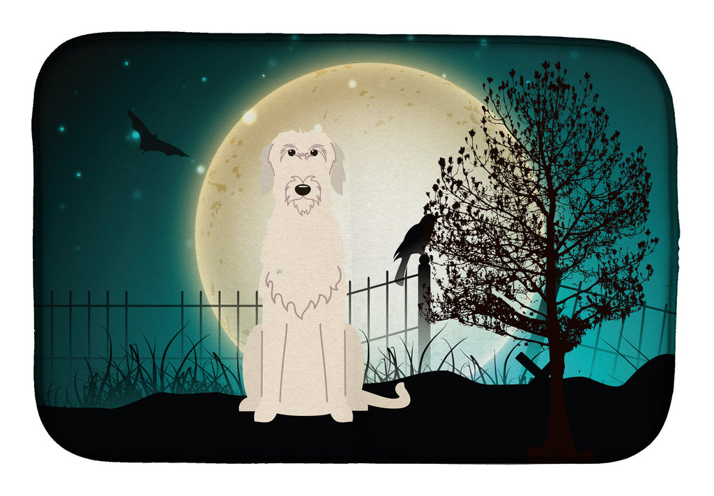 Halloween Scary Irish Wolfhound Dish Drying Mat Absorbent Dish Drying Mat Pad for Kitchen Counter Dish Drainer Mat for Countertop, 14 x 21", Multicolor