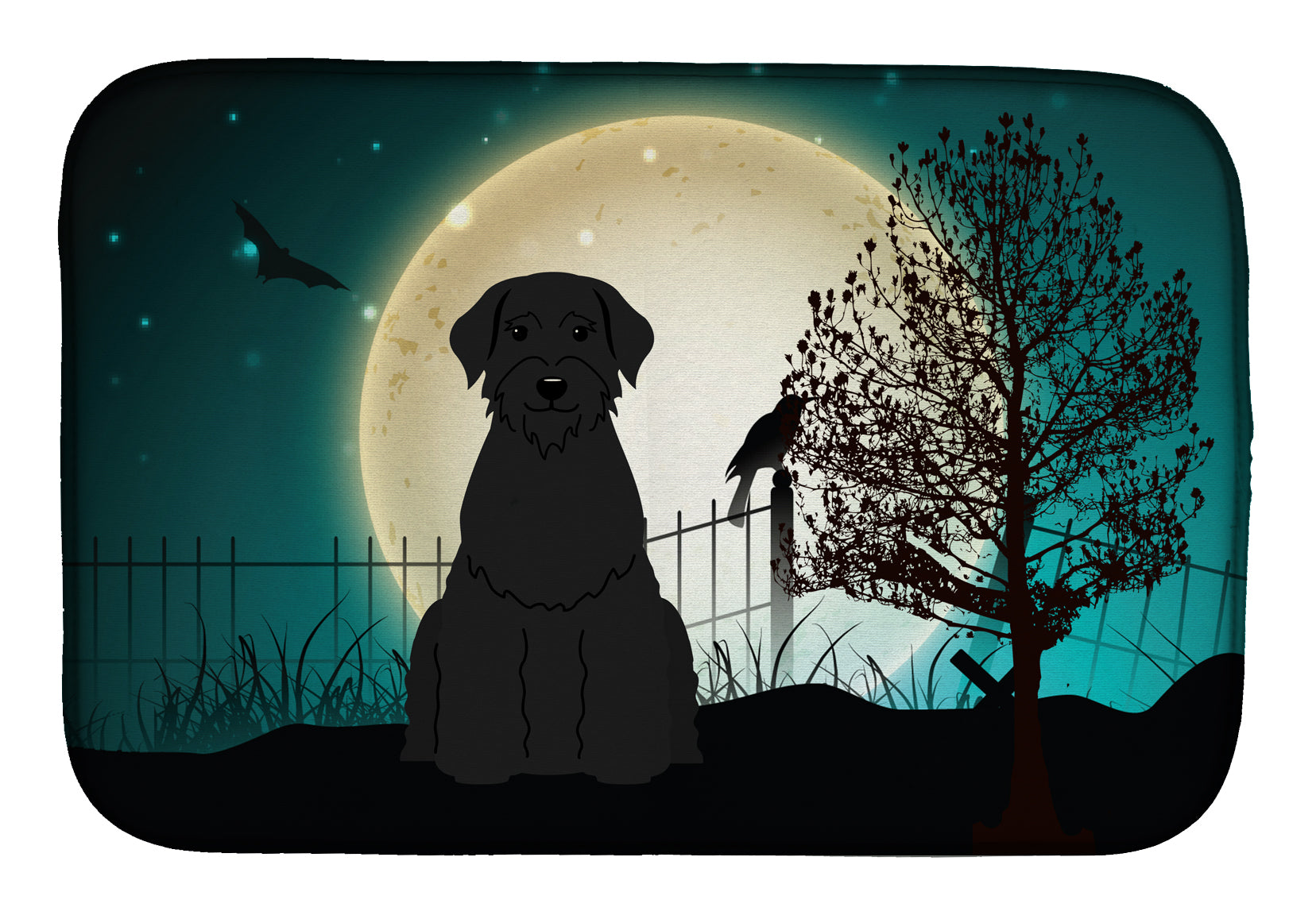 Halloween Scary Giant Schnauzer Dish Drying Mat Absorbent Dish Drying Mat Pad for Kitchen Counter Dish Drainer Mat for Countertop, 14 x 21", Multicolor