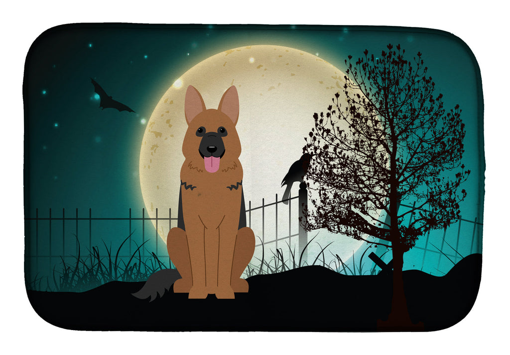 Halloween Scary German Shepherd Dish Drying Mat Absorbent Dish Drying Mat Pad for Kitchen Counter Dish Drainer Mat for Countertop, 14 x 21", Multicolor