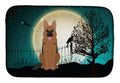 Halloween Scary German Shepherd Dish Drying Mat Absorbent Dish Drying Mat Pad for Kitchen Counter Dish Drainer Mat for Countertop, 14 x 21", Multicolor