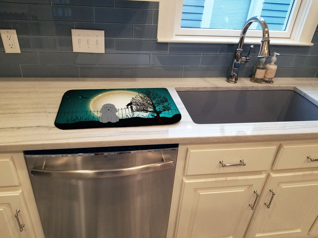 Halloween Scary Poodle Silver Dish Drying Mat Absorbent Dish Drying Mat Pad for Kitchen Counter Dish Drainer Mat for Countertop, 14 x 21", Multicolor