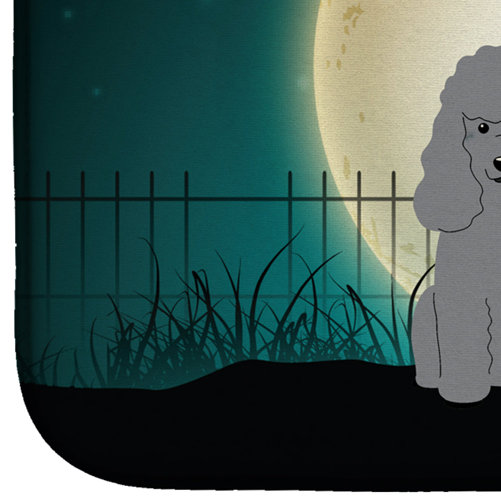 Halloween Scary Poodle Silver Dish Drying Mat Absorbent Dish Drying Mat Pad for Kitchen Counter Dish Drainer Mat for Countertop, 14 x 21", Multicolor