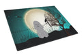 Halloween Scary Poodle Silver Cutting Board Tempered Glass Kitchen Cutting Surface, Heat Resistant Chopping, Non-Slip Feet, Food Prep & Serving