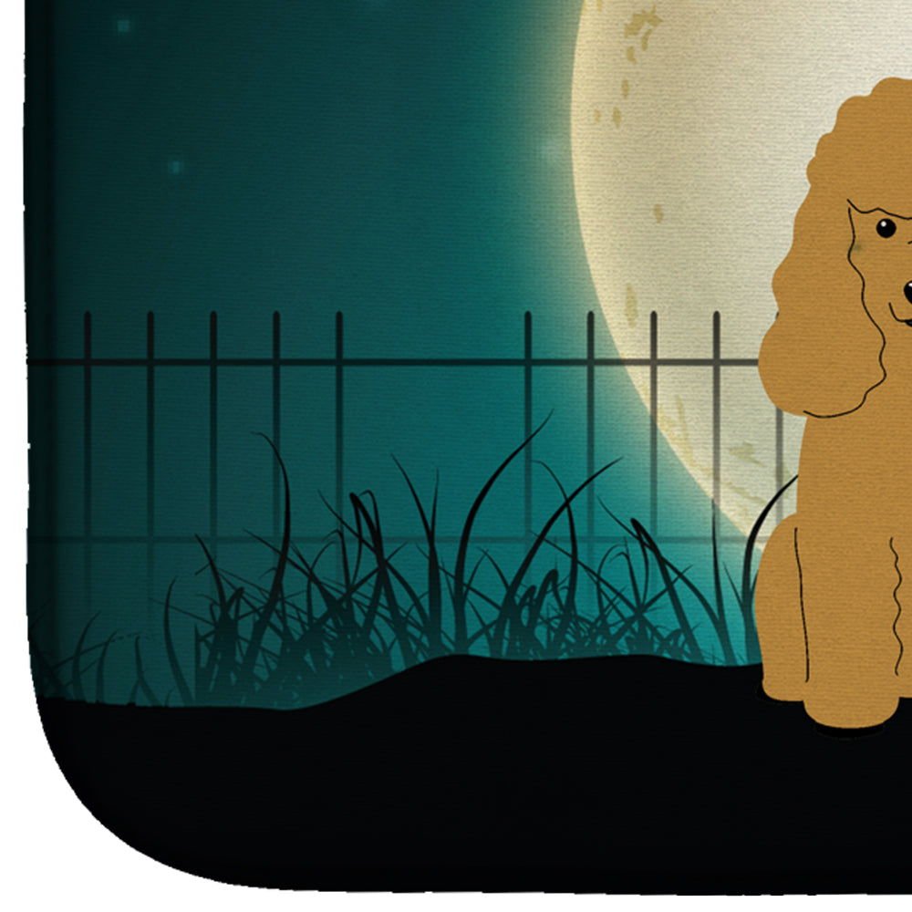Halloween Scary Poodle Tan Dish Drying Mat Absorbent Dish Drying Mat Pad for Kitchen Counter Dish Drainer Mat for Countertop, 14 x 21", Multicolor