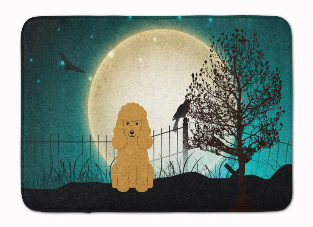 Halloween Scary Poodle Tan Memory Foam Kitchen Mat Machine Washable Anti-Fatigue Cushion Comfort Bath or Kitchen Rug