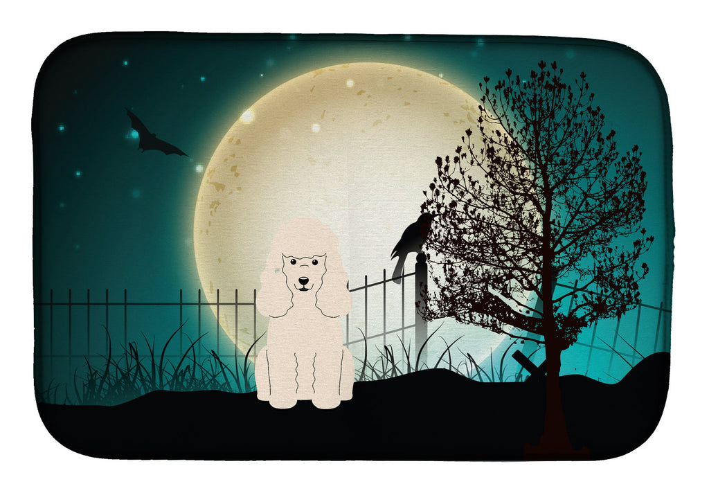 Halloween Scary Poodle White Dish Drying Mat Absorbent Dish Drying Mat Pad for Kitchen Counter Dish Drainer Mat for Countertop, 14 x 21", Multicolor