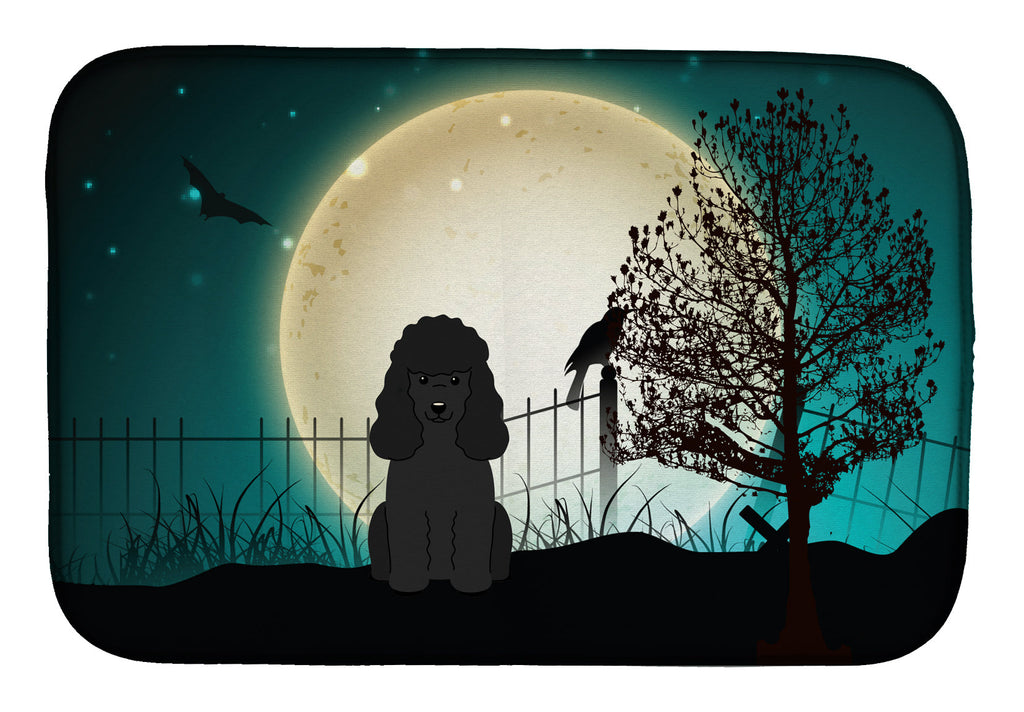 Halloween Scary Poodle Black Dish Drying Mat Absorbent Dish Drying Mat Pad for Kitchen Counter Dish Drainer Mat for Countertop, 14 x 21", Multicolor