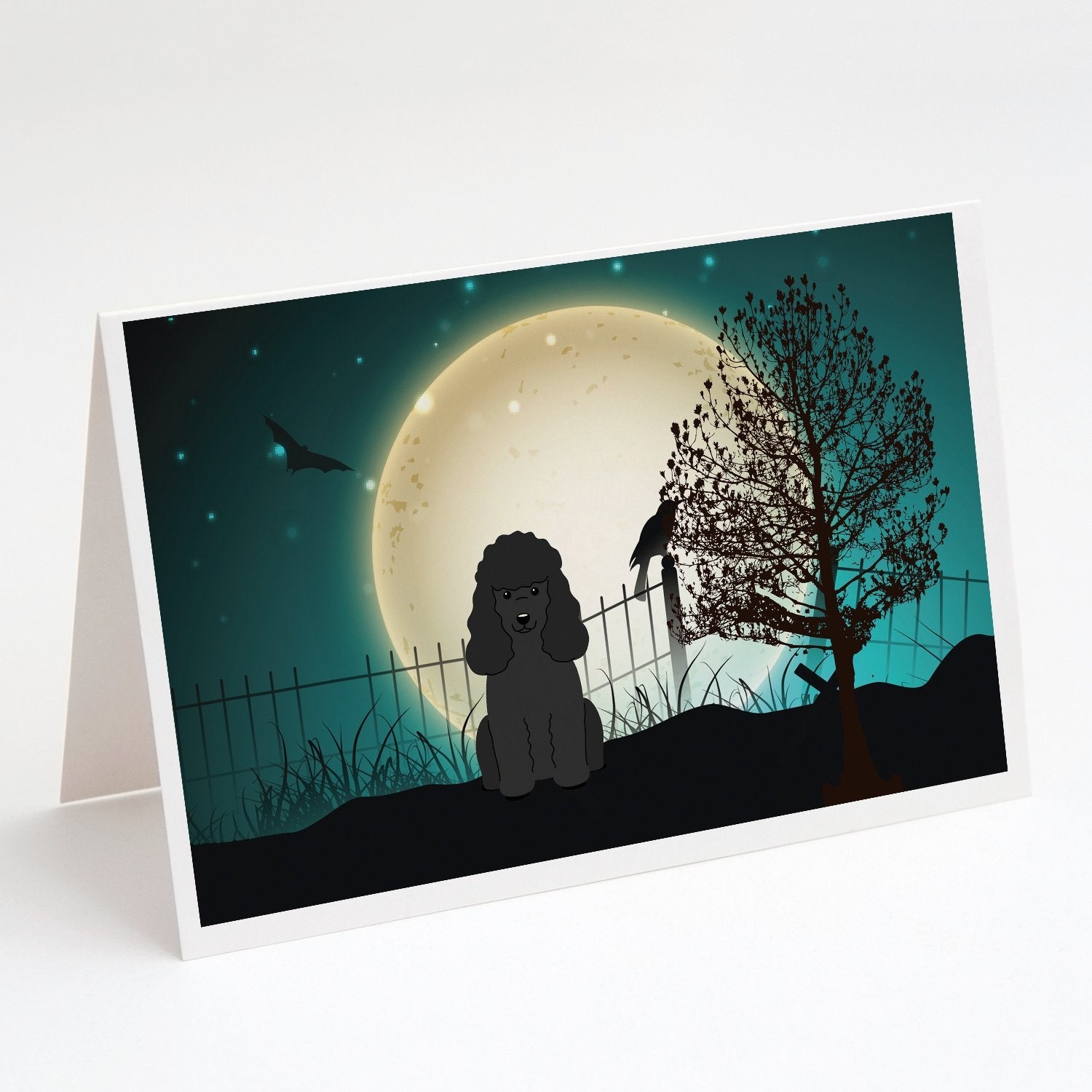 Halloween Scary Poodle Black Greeting Cards Pack of 8 Blank Cards with Envelopes Whimsical A7 Size 5x7