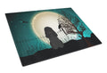 Halloween Scary Poodle Black Cutting Board Tempered Glass Kitchen Cutting Surface, Heat Resistant Chopping, Non-Slip Feet, Food Prep & Serving