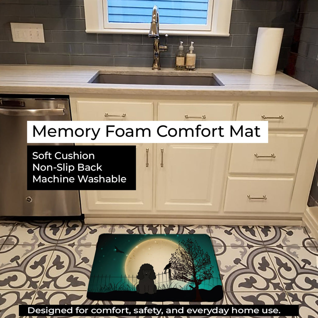 Halloween Scary Poodle Black Memory Foam Kitchen Mat Machine Washable Anti-Fatigue Cushion Comfort Bath or Kitchen Rug