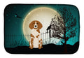 Halloween Scary Brittany Spaniel Dish Drying Mat Absorbent Dish Drying Mat Pad for Kitchen Counter Dish Drainer Mat for Countertop, 14 x 21", Multicolor