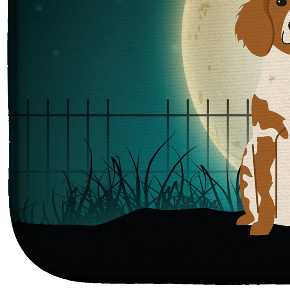 Halloween Scary Brittany Spaniel Dish Drying Mat Absorbent Dish Drying Mat Pad for Kitchen Counter Dish Drainer Mat for Countertop, 14 x 21", Multicolor