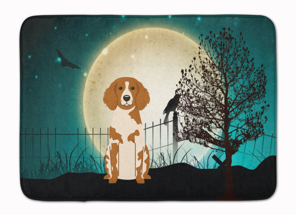 Halloween Scary Brittany Spaniel Memory Foam Kitchen Mat Machine Washable Anti-Fatigue Cushion Comfort Bath or Kitchen Rug