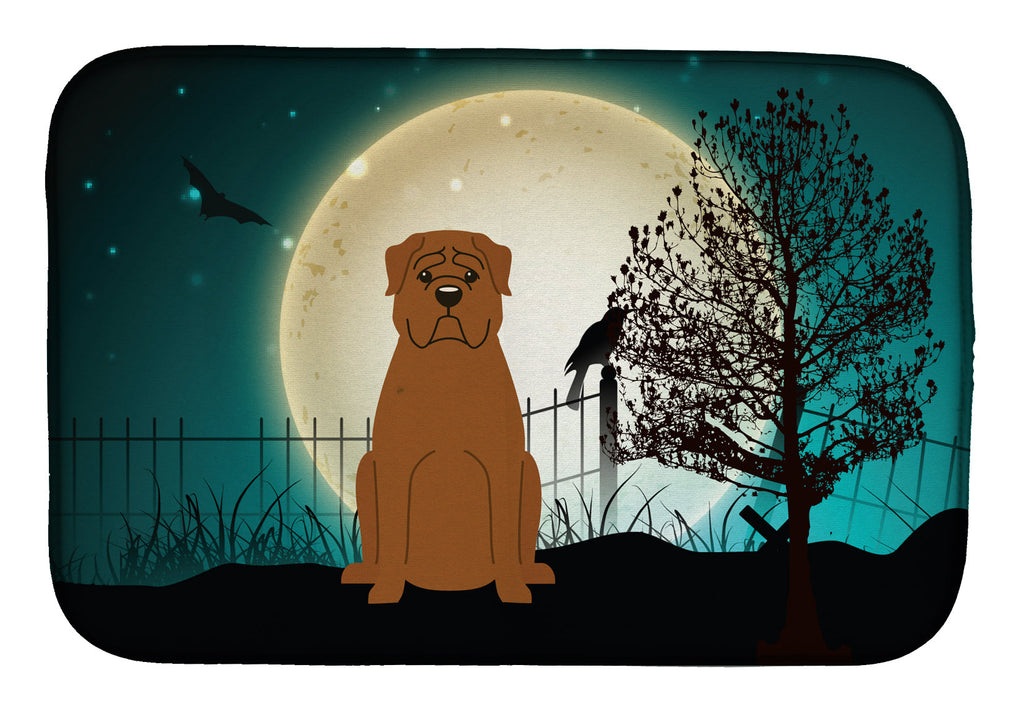 Halloween Scary Dogue de Bourdeaux Dish Drying Mat Absorbent Dish Drying Mat Pad for Kitchen Counter Dish Drainer Mat for Countertop, 14 x 21", Multicolor